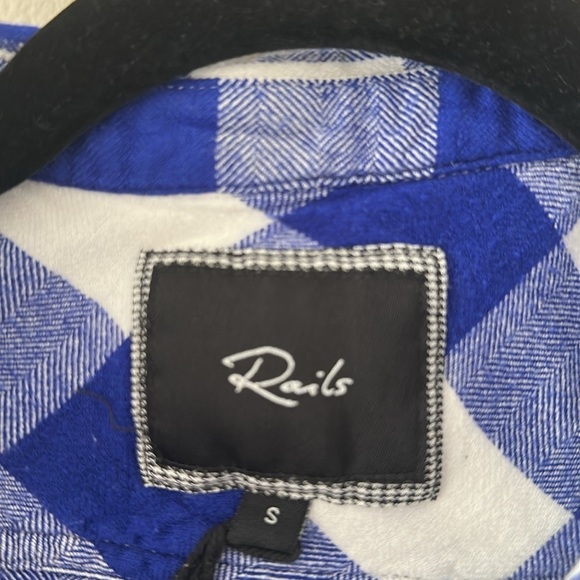Rails Womens Sleeveless Blue Check Button Down Shirt Sz Small Coastal Preppy - Picture 6 of 10